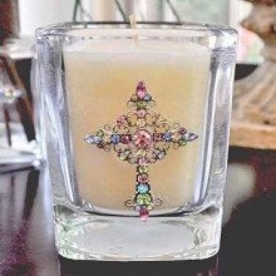 Hyssop (Holy Fire) Jeweled Cross Candle - Abba Oil Ltd